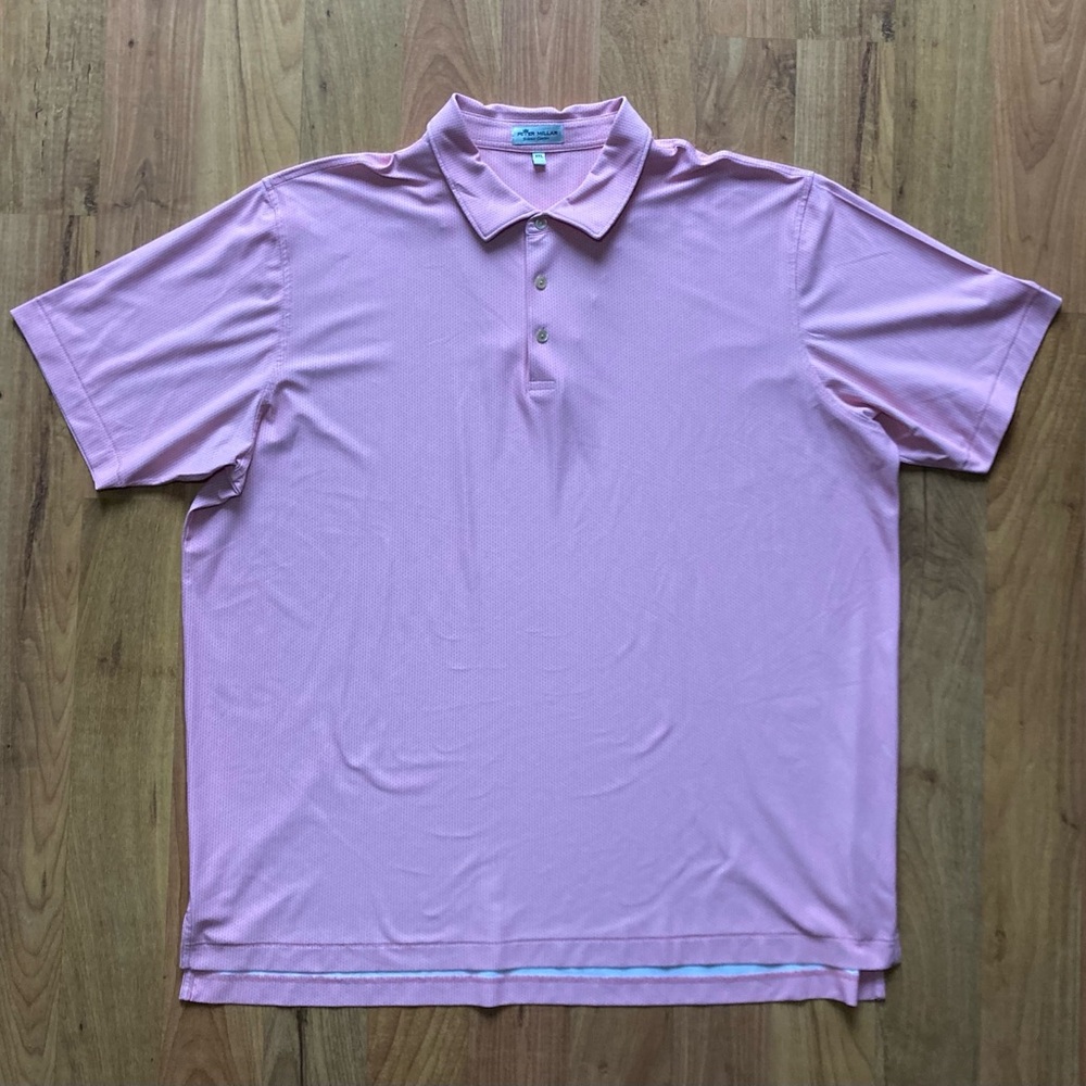 Peter Millar Summer Comfort Stretch Performance Pink Geometric Mens XXL Polo
